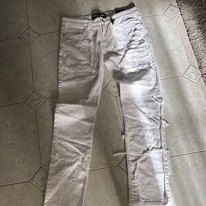 Men's Slim Fit Distressed White Jeans